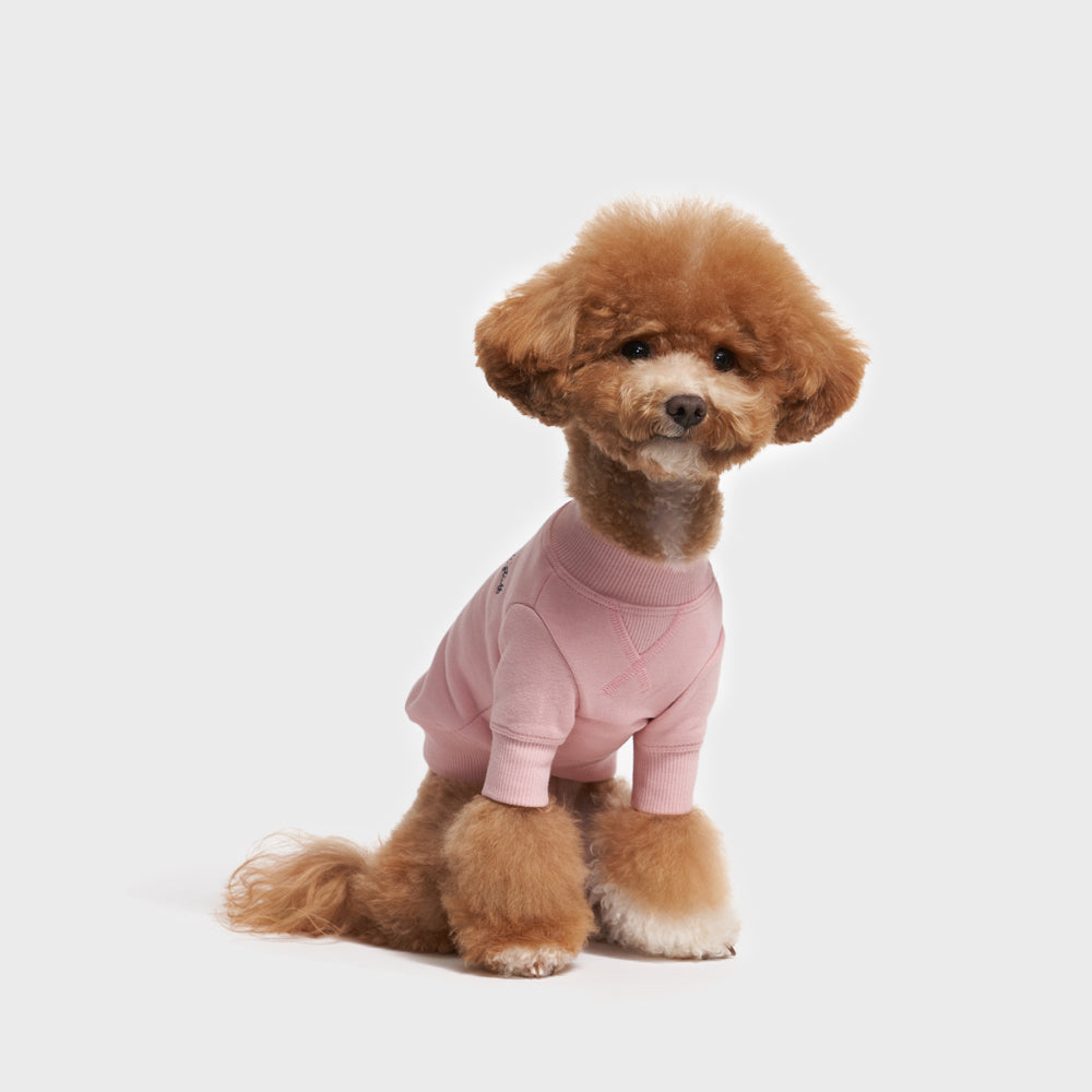 Crew Neck Dog Sweatshirt Pink