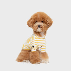 Striped Dog T-Shirt Mustard