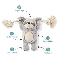 Girlie Sloth On A Rope Dog Toy