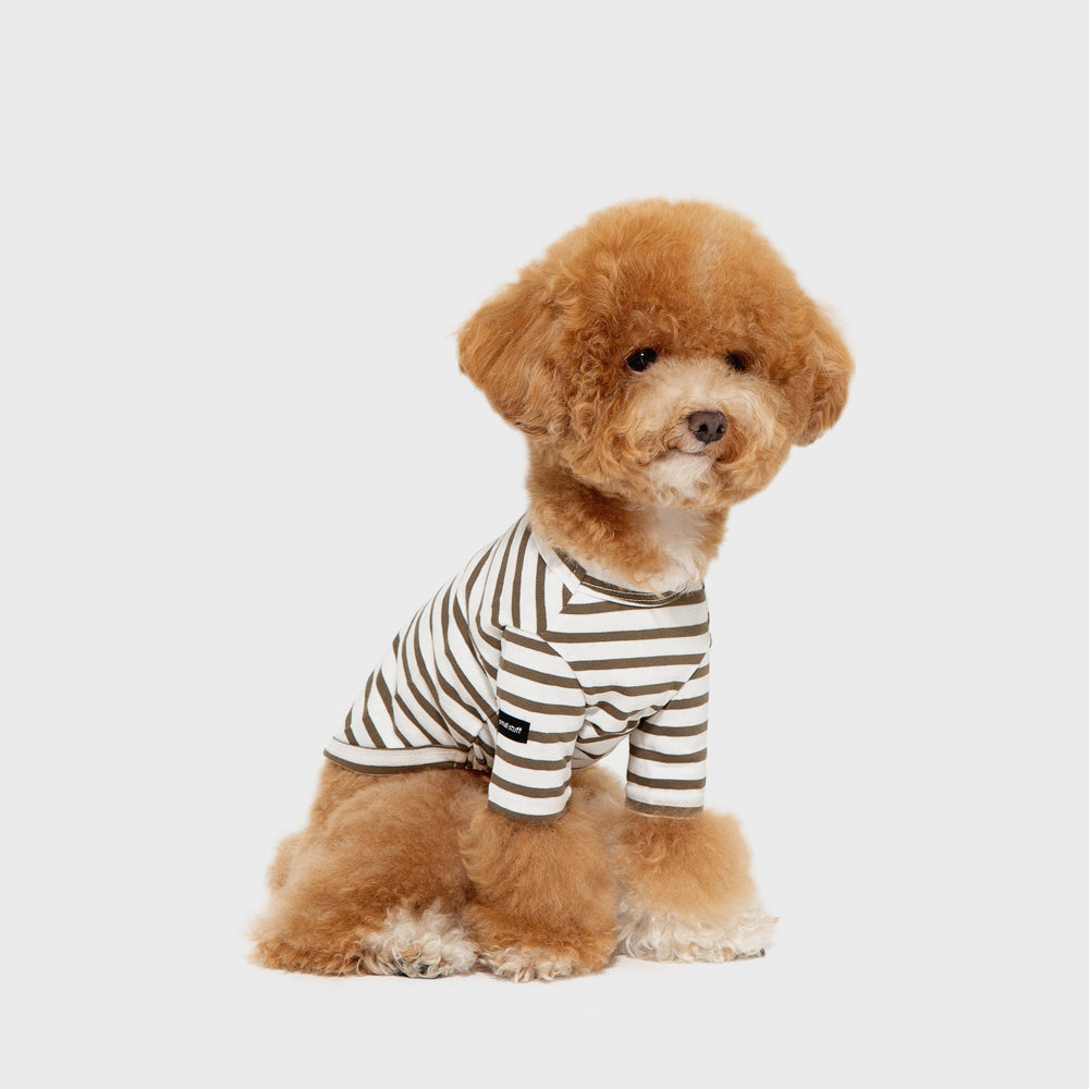 Striped Dog T-Shirt Khaki Brown