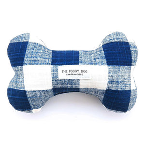 Navy Blue Gingham Squeaky Dog Toy